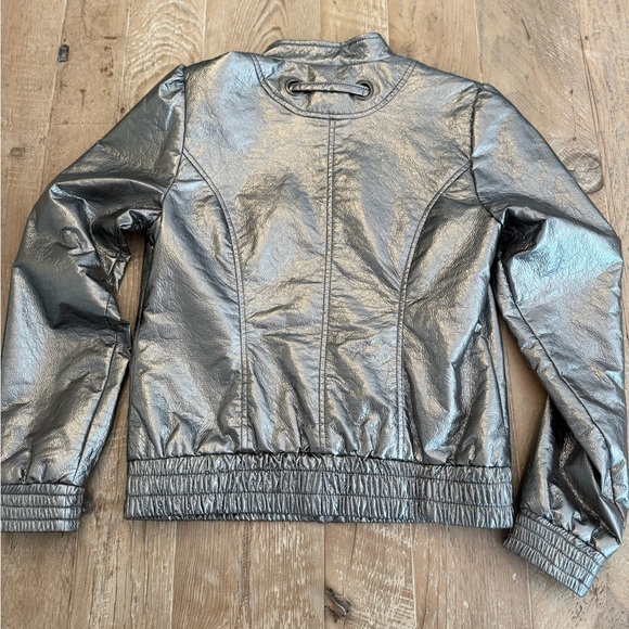Candies Silver Retro Faux Leather Jacket M - Picture 2 of 5